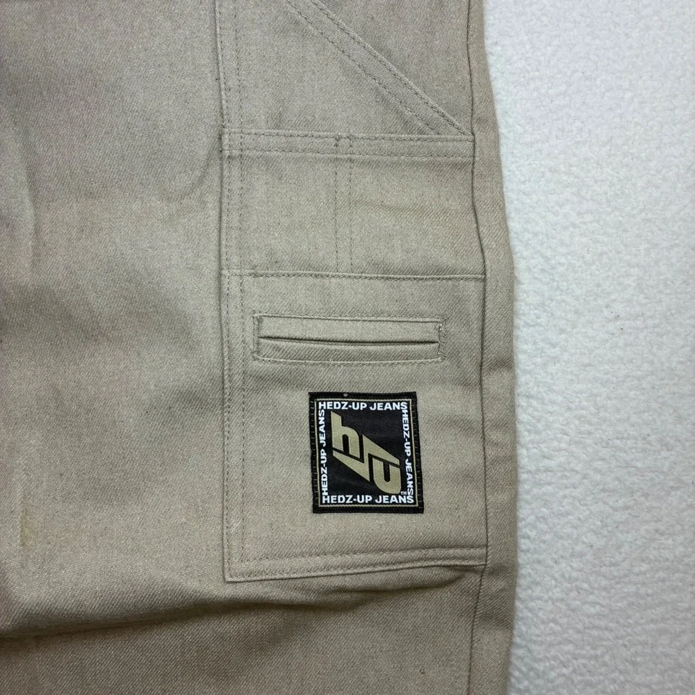 Vintage Hedz Up Jeans Carpenter Pants Men 40x33 Beige Baggy Skater Y2K Loose